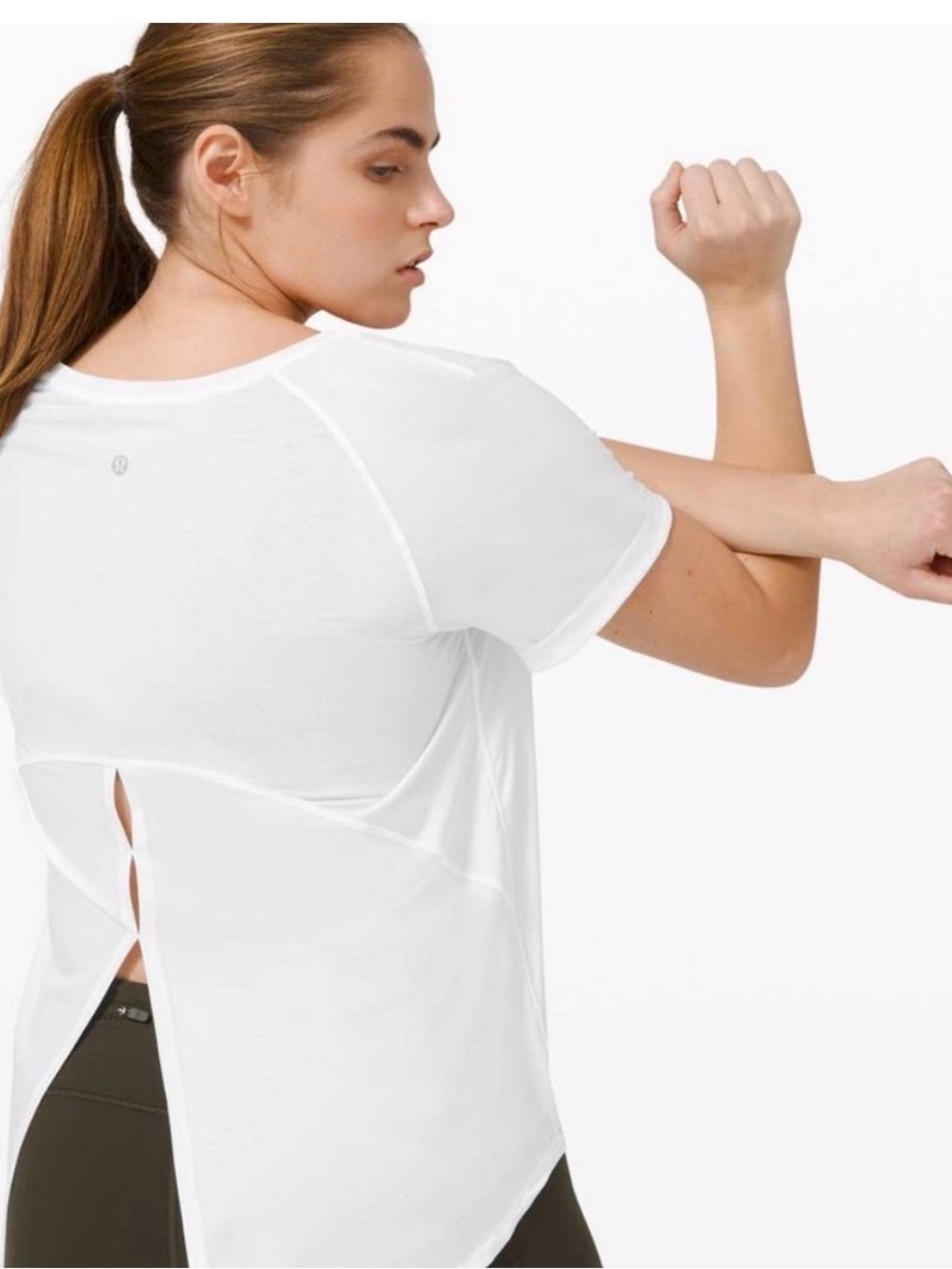 Lululemon Open Up Tie Back Tee in White